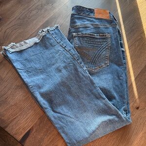 Seven7 Woman's 16 Button Fly Flare Blue Jeans